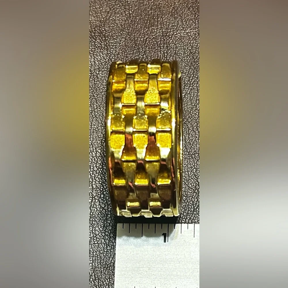 VINTAGE ESTATE CHUNKY HEAVY BASKET WEAVE CLAMPER 6 3/4" BRACELET! - Picture 4 of 12